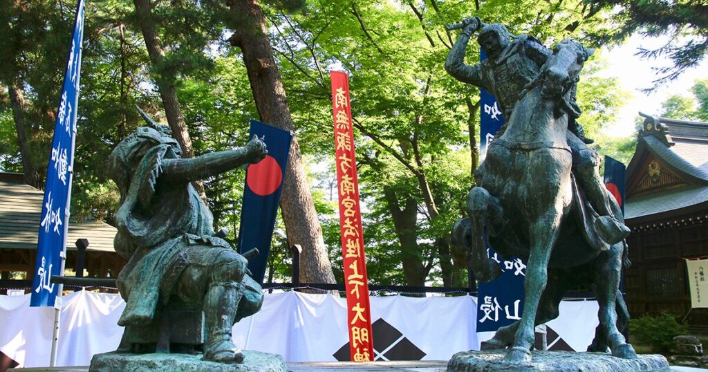 川中島古戦場跡・一騎打像